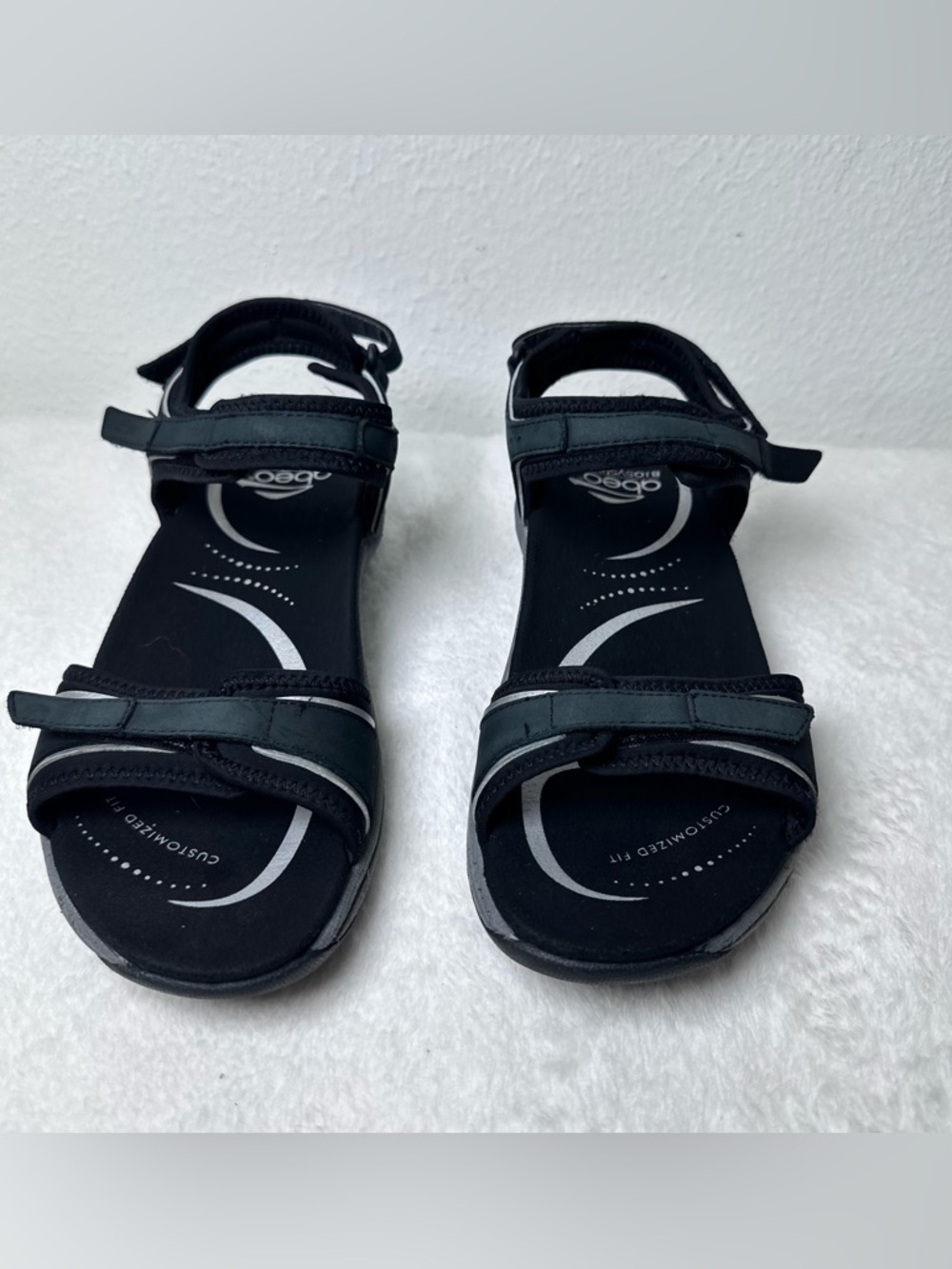 Abeo Bio System Women's Sandals Black Size 8.5 WP Comfort Strappy Orthotic Fit - Picture 3 of 16